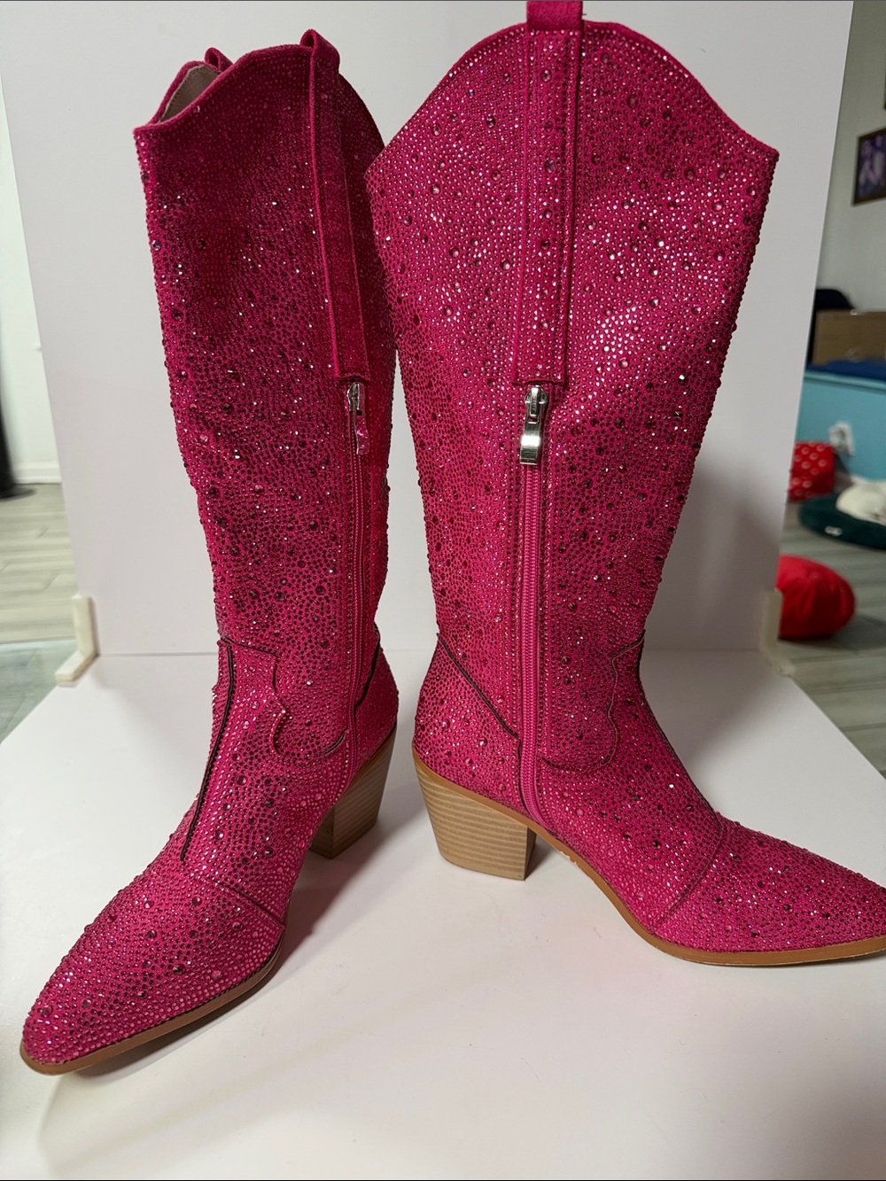 Hot Pink Crystal Embellished Women's Cowboy Boots